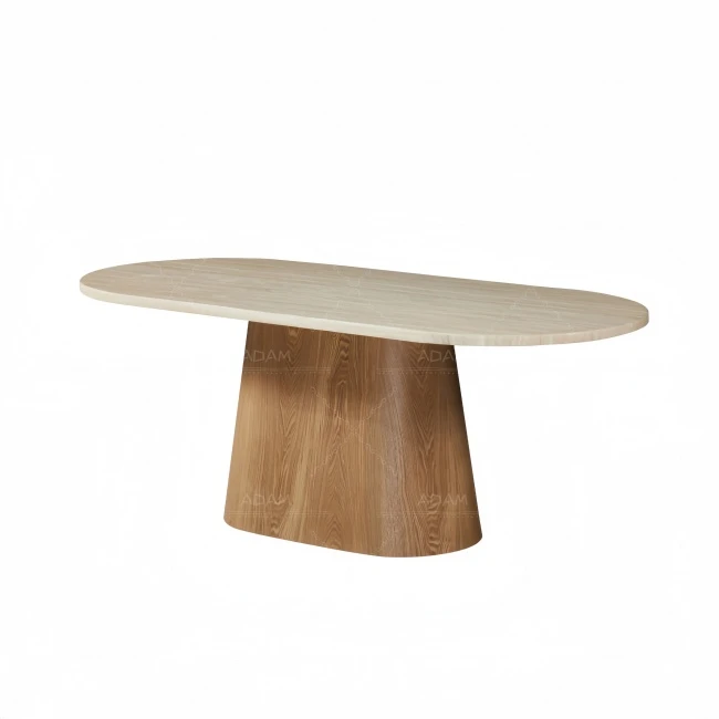 Oval Travertine Marble Mdf Dining Table